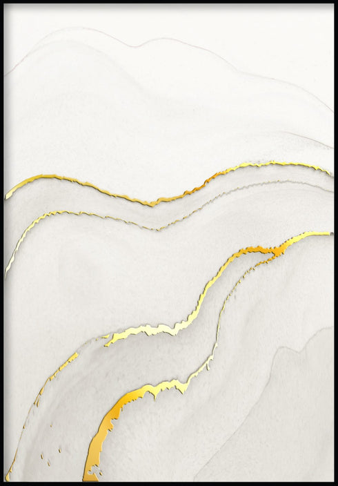 Crème Agate Gauche Vrai Or Poster